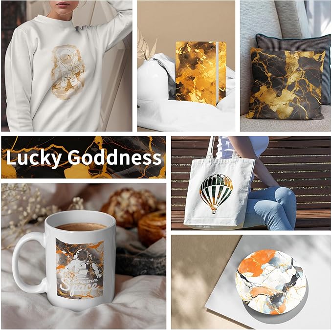Sublimation Transfer Sheets for Heat Press Machine,Orange Gold Marble Sublimation Sheets for Tumblers Blanks Tshirts,6 Sheets 12x12inch