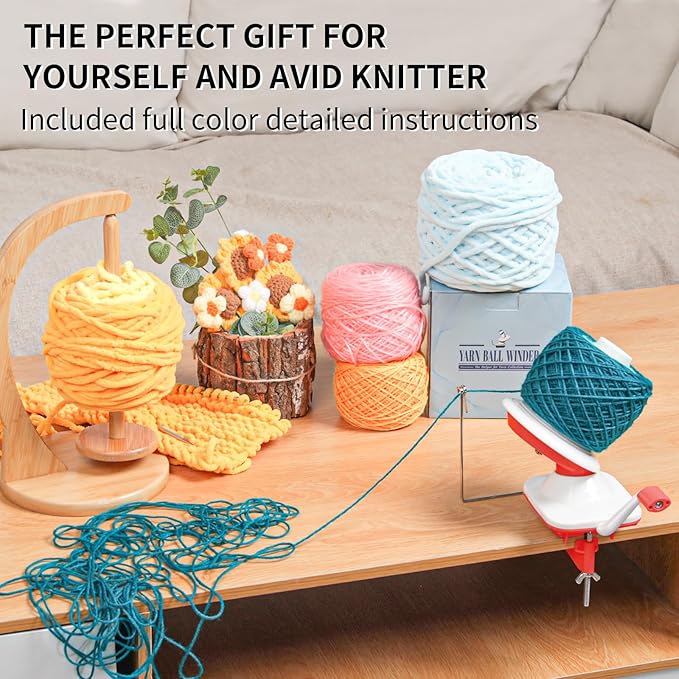 SPEENSUN Yarn Spinner, Yarn Cake Winder, 3.5 OZ Easy-to-Install and Efficiently Yarn Baller with Lower Noise, Yarn Roller for Crochet and Knitting Lover for Yarns Below Size 5