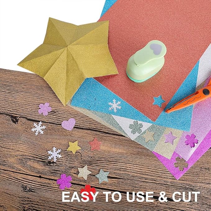 UCEC Glitter Cardstock Paper, 50 Sheets 10 Colors, 8.3 x 11.7 Inch Self-Adhesive Glitter Sticker Paper for Card Making, Sparkly Papers for Craft DIY Halloween Party Scrapbooking Gift, A4, 80 GSM