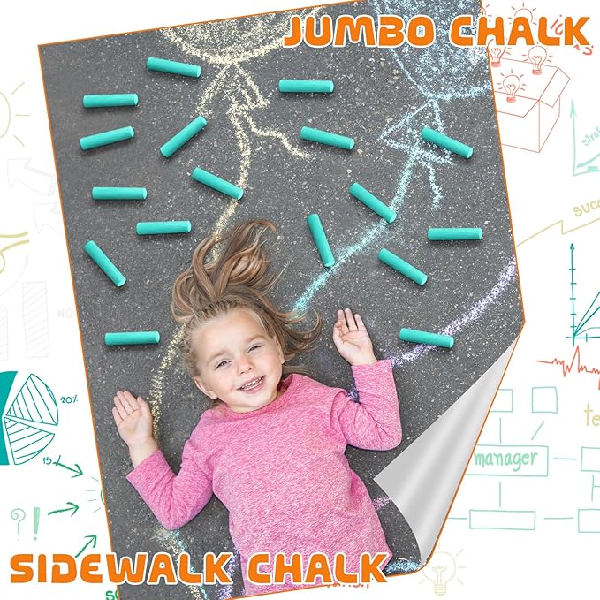 20 Pcs Sidewalk Chalks for Kids Non Toxic Jumbo Chalk for Party Gift Outdoor Art Classroom Play Painting (Green)