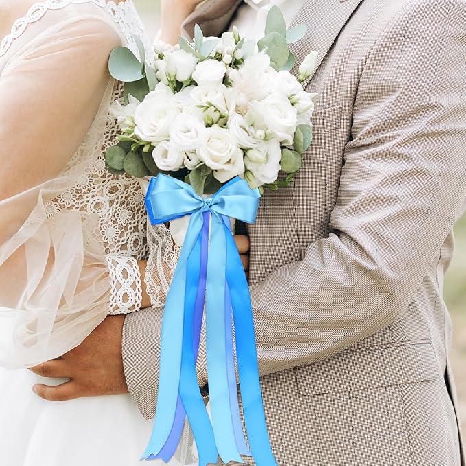 1-1/2 Inch Blue Satin Ribbons for Crafts, 6 Rolls Single-Faced Blue Assorted Ribbons for Gift Wrapping Flower Bouquet Wedding Invitations Bridal Shower Hair Bows Garland Party Decor
