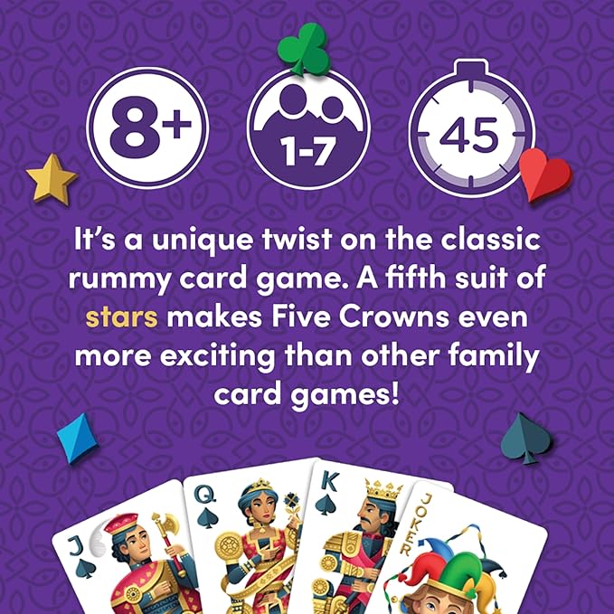 Five Crowns Scorepad – 130 Page Replacement Score Sheet, Card Game Score Card, Tracks 7 Players at Once, Gift for Kids, Birthday Gifts