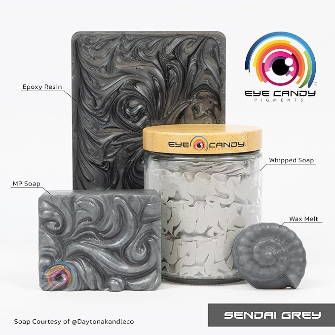 Eye Candy Pigments Premium Grey Mica Powder - Sendai Grey (50gr) - for Epoxy, Resin, Soap, Paint, Woodworking, Acrylic Pouring, Bath Bombs, Fishing Lures - DIY Arts and Crafts Additive