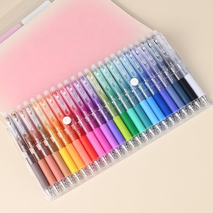 BAYTORY 24Pcs Colored Erasable Gel Pens, Fine Point 0.7mm, Retractable Assorted Colors Pen with Eraser, Smooth Writing Erasable Pens for Drawing Crossword Puzzles