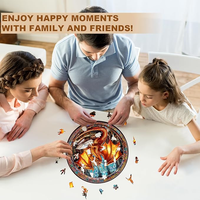 Wooden Puzzles for Adults, Dragon Wooden Puzzle,Extraordinary Gift for Friends and Family - Perfect for Relaxation and Focus.(11.4 * 11.4 in 200pcs)