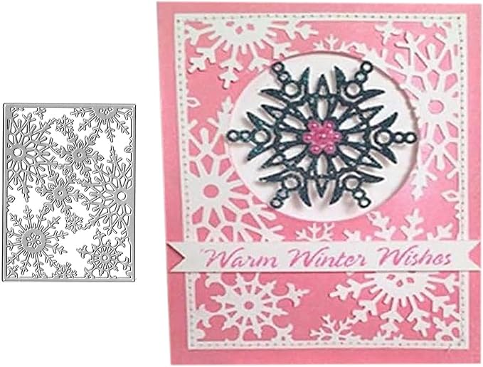 Metal Cutting Dies DIY Merry Christams Embossing Stencil Template Scrapbooking Card Making Mold Photo Album Arts Crafts Tools (Christmas Snowflake-9.8x13cm)