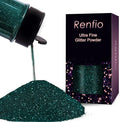 Renfio Ultra Fine Glitter Powder Metallic Resin Glitter 2.11 Oz (60g) PET Flakes Crafts Sequins 1/128" 0.008" 0.2mm Epoxy Chips Flakes for Tumblers Slime Christmas Decoration - Dark Green