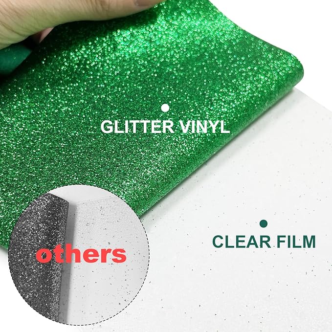 Glitter HTV Heat Transfer Vinyl Rolls- 10" x 8ft. Glitter HTV for Shirts. Iron on Vinyl and Heat Transfer Vinyl for All Cutters Machines. Easy to Cut & Weed Heat Vinyl Designs (Grass Green)