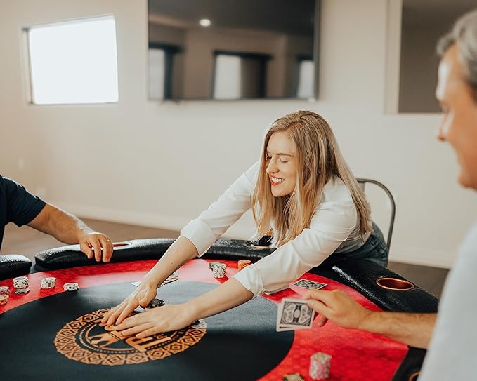 Triton Premium Poker Table for 8 Players - Foldable and Long-Lasting Poker Table, Luxurious Vegas Style Casino Experience at Home