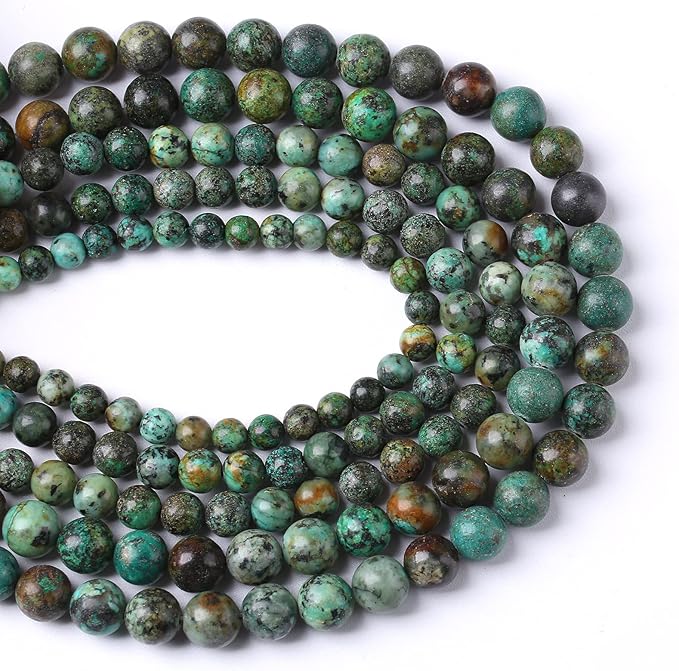 6mm 60pcs Natural African Turquoise Stone Beads for Jewelry Making Round Loose Gemstone Beads DIY Bracelet Necklace Earrings