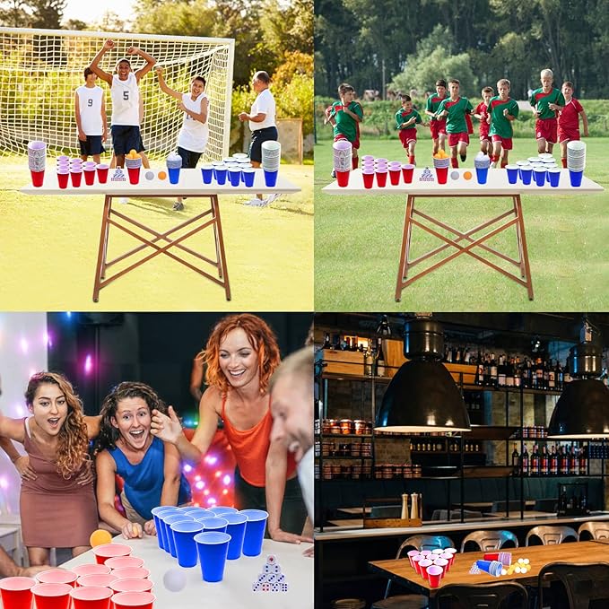 GOLDGE 60 Packs 16 Oz Plastic Party Cups Reusable in Red and Blue with 10 Pack ping Pong Balls, Cup Pong Game Set for Drinks, Soda, Punch, Barbecues, Picnics - Stock Your Home
