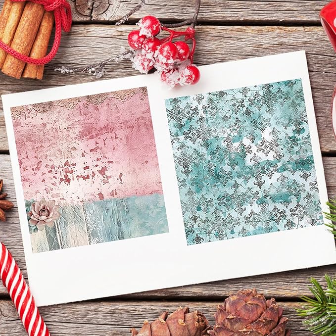 Scrapbook Paper 12x12 inch, 24 Sheets DIY Origami Decorative Craft, Double sided printing, Photo Album Decor Wooden-free Paper for Gift Wrapping Card Making Collage Album Decorative (Green)