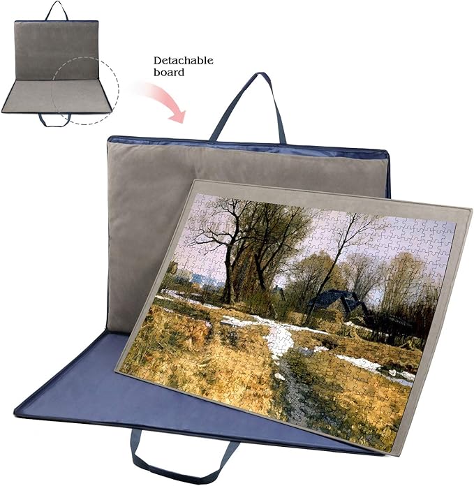 Lavievert 1500 Piece Jigsaw Puzzle Board with Padded Cover, Portable Case with 6 Sorting Trays & Detachable Board, Puzzle Caddy Storage Saver with Non-Slip Surface for Adults
