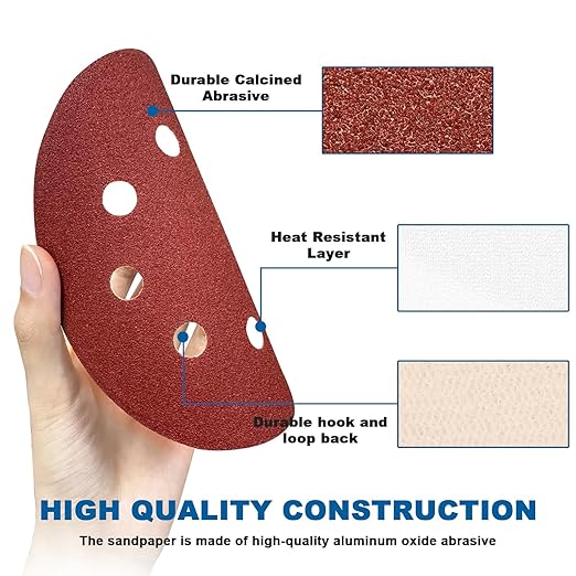 5 Inch 8 Hole Sanding Discs, 150 PCS 120 Grit Hook and Loop Sandpaper, Round Aluminum Oxide Sand Paper Discs for Random Orbital Sander
