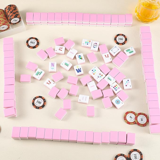American Mahjong Set 160 Quality White Tiles (1.2 Inch, Tiles Only) American Mahjong Game Set for Ideal Gifts, No Additional Accessories