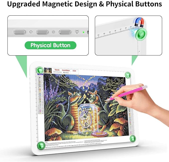 Zocelight Rechargeable A4 Tracing Light Box with Padded Case,Ultra Bright Led Light Pad with Physical Button,Wireless Light Board for Diamond Painting,Dimmable 9000LUX Lightbox for Tracing and Drawing