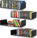 U Shape Floating Shelves Wall Mount Metal Bookshelf CD DVD Storage Display Shelves, Black Set of 4