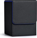 ZLCA Card Deck Box for Trading Cards, MTG YuGiOh Deck Case Holds 100+ Single Sleeved Cards, PU Leather Magnetic Card Storage Box Fits for TCG CCG Magic Game Cards (Black& Blue)