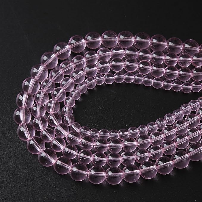 6mm 60pcs Smooth Rose Pink Glass Beads Quartz Crystal Round Loose Beads for Jewelry Making DIY Bracelet Necklace