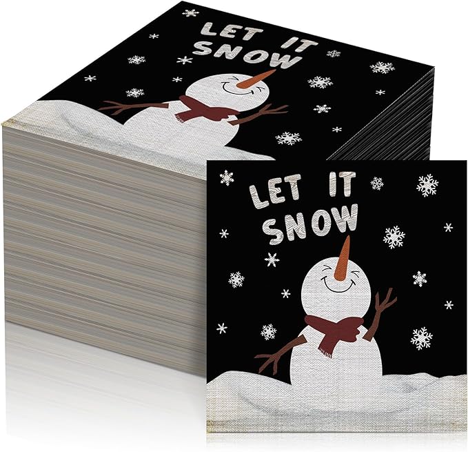 60 Pcs Snowman Cocktail Paper Napkins 6. 5 x 6. 5 Inches Disposable Paper Napkins Dessert Beverage Napkin for Decoupage Luncheon Napkin for Party Wedding Birthday