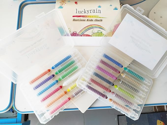 Non-toxic Dustless Chalk for Kids, Colored Chalk With Holder The Best Art Tool for Blackboard Kids Children Drawing Writing,24PCS