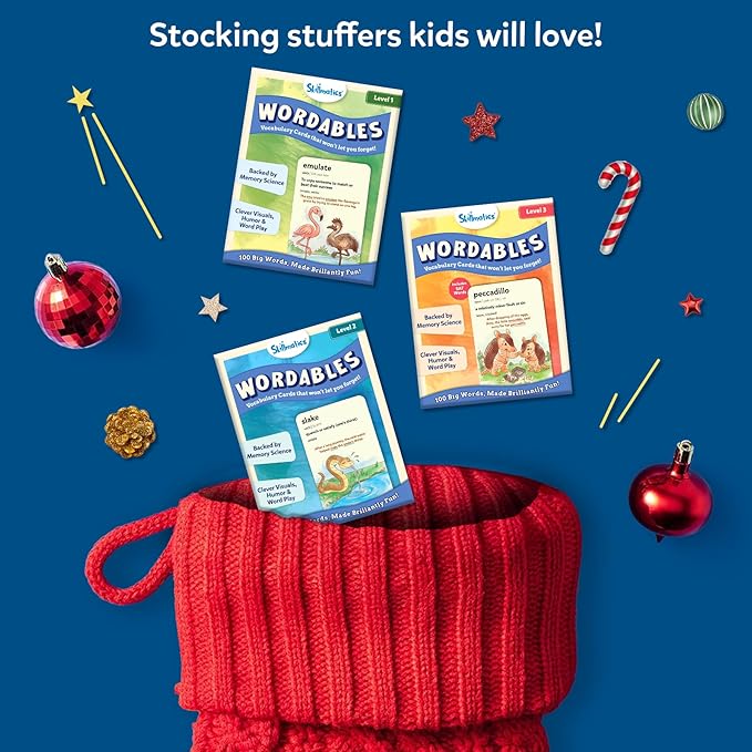 Skillmatics Vocabulary Flash Cards for Kids - Learn 100 Words with Wordplay, Visuals, & Soundplay, Christmas Stocking Stuffers, Educational Gifts for Ages 8, 9, 10 & Up, Screen-Free Language Game