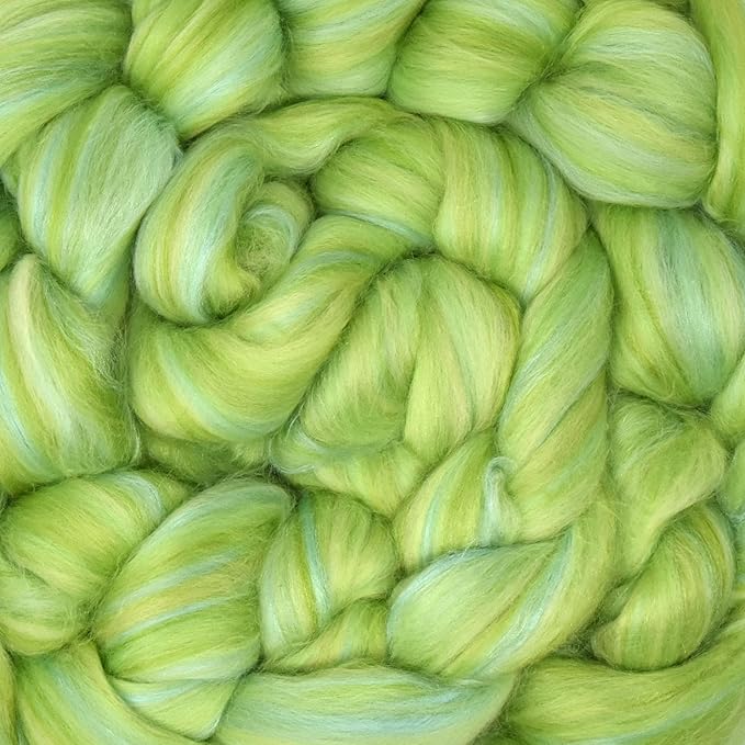 Merino Silk Luxe Tonal Designer Blend. Superfine Merino, Mulberry Silk, Tussah Silk. Top Roving for Spinning or Felting. Enchanted Forest 4oz
