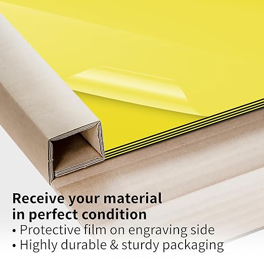Trotec TroLase | 12"x24"x1/8", 4 Pcs | Yellow/Black | 2 Ply | Modified Acrylic | Laser Engraving Double Color Plastic Sheet | Engraving Blanks for Laser, Saw, Guillotine | Made in USA