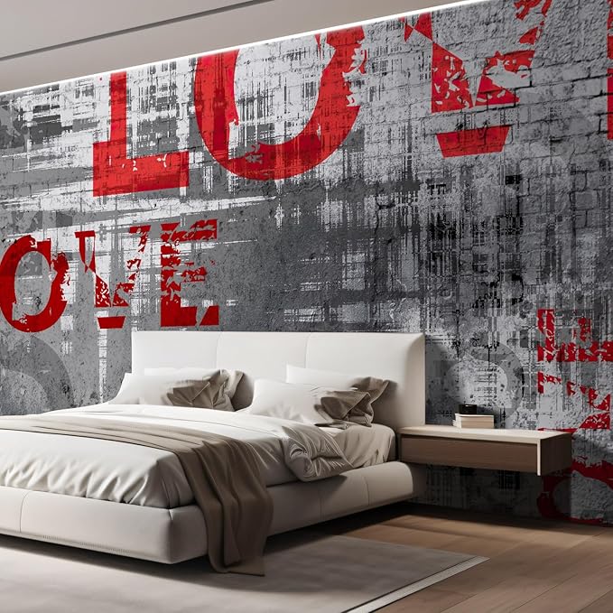 wall26 Wall Sticker/Wall Mural Love Letters Graffiti, Not Peel and Stick, Non-Woven Wallpaper Decorative for Bedroom, Living Room, Office - 99x96 inches