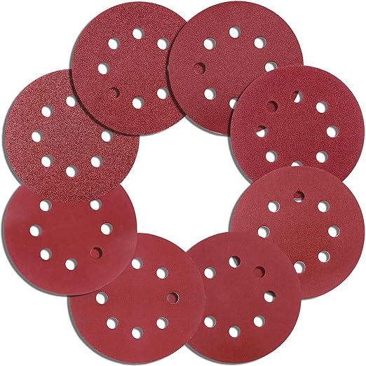 Sanding Discs Variety Grit Sandpaper: Hook Loop Disc 5-Inch 8-Holes 60 80 120 180 240 320 400 600 Grits(Each of 10) 80PCS