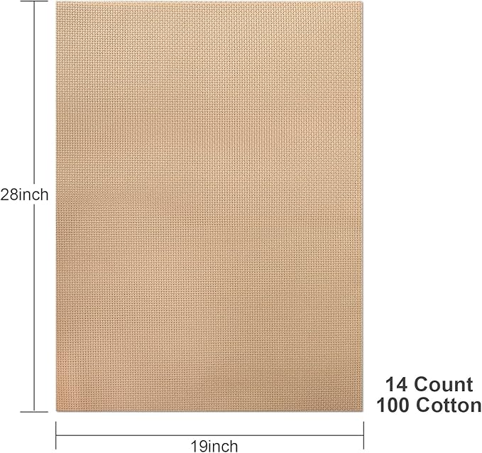 Aida Cloth 14 Count Cross Stitch Fabric,19×28inch (14CT, Khaki)