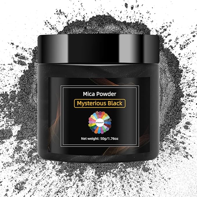 Mysterious Black Mica Powder for Epoxy Resin，Natural Shimmer Mica Powder Used for Coloring Resin Artwork, car Spray Paint, Candles, soap, Eye Shadow, Lip Gloss, Nail Polish(50g/1.7oz)