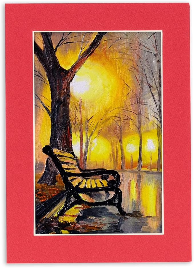 8.5x11 Mat Bevel Cut for 7x9 Photos - Acid Free Cardinal Red Precut Matboard With Backing Board and Crystal Clear, Self Seal Photo Mat Bag - For Pictures, Photos, Framing - 4-ply Thickness