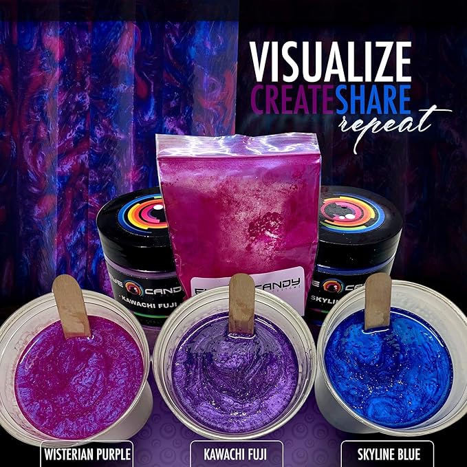 Eye Candy Pigments Premium Purple Mica Powder - Kawachi Fuji (50gr) - for Epoxy, Resin, Soap, Paint, Woodworking, Acrylic Pouring, Bath Bombs, Fishing Lures - DIY Arts and Crafts Additive