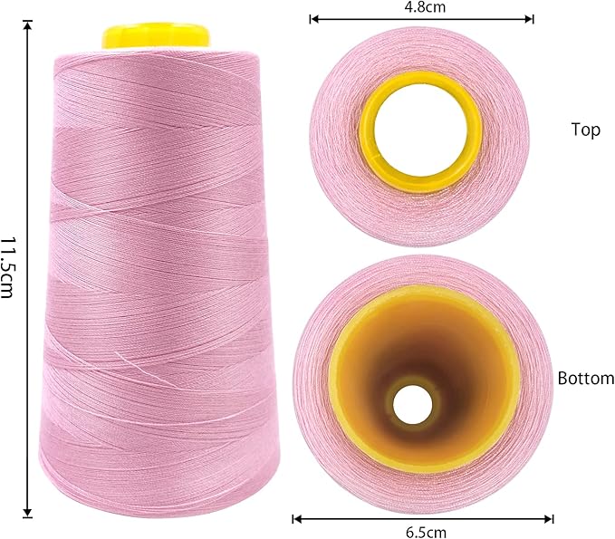 Tortoise 4 Cones of 3000 Yards Each Spool Thread for All Purpose, Serger, Overlock, Quilting, Sewing Machine - 100% Polyester - 40S/2 Pink