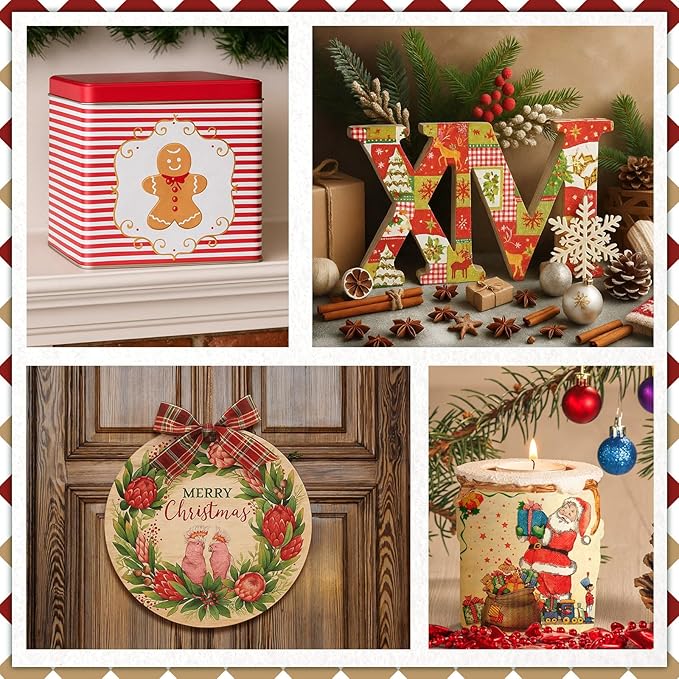 Crtiin 20 Pack Assorted Christmas decoupage napkins Santa Snowman Tree Napkins Decorative Beautiful for Birthday Xmas Winter Party Supplies, 20 Styles Each 6.5 Inches