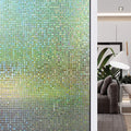 HIDBEA 3D Window Privacy Film - Rainbow Decorative Window Clings, Heat Control Glass Tint - 35.4" x 16.4 Feet, Mosaic Patterns