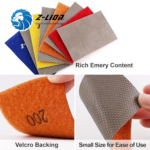 Z-Lion Diamond Abrasive Paper Sheets 200 Grit Diamond Sandpaper Nylon Back for Grinding Stone Glass Ceramic(1 Pcs)