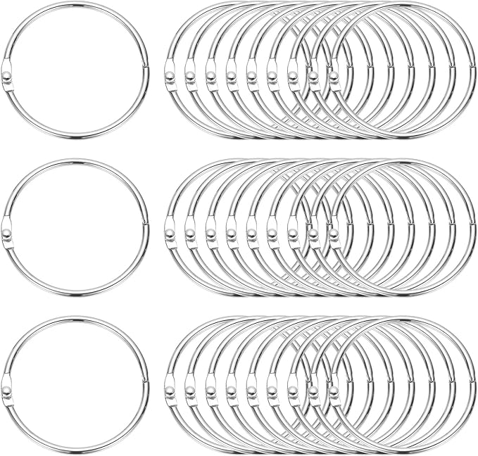 PATIKIL 2" x 2.2" Loose Leaf Binder Rings, 30 Pcs Metal Book Rings Nickel Keychain Ring for Paper Index Cards Flash Card Notebook Rings Office Home Book Binder, Silver Tone