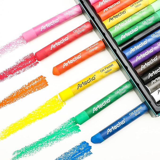 Artecho Oil Pastels Set of 48 Colors, Soft Oil Pastels for Art Painting, Drawing, Blending, Art Supplies for Artists, Beginners, Students, Teachers (10 x 70 mm)