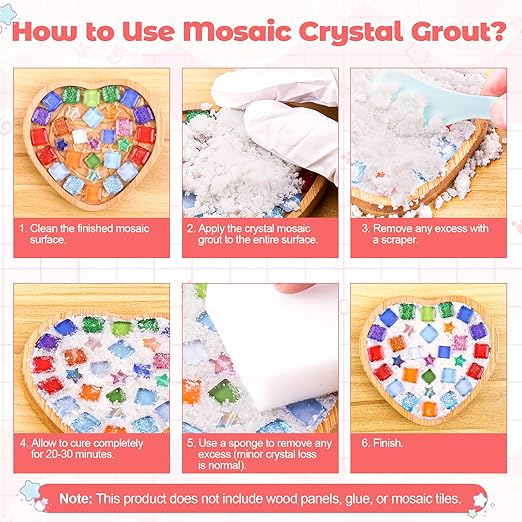 Mosaic Crystal Grout for Glass Tiles, DIY Mosaic Art and Craft Projects