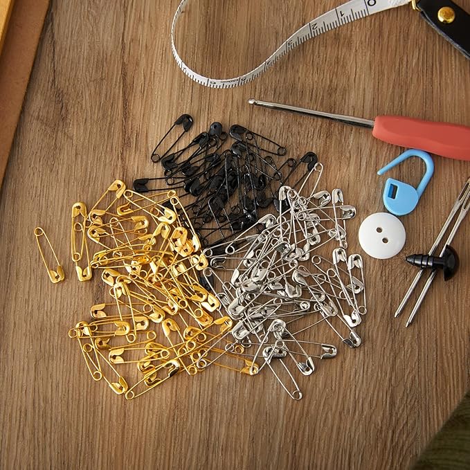 1000PCS Safety Pins, 0.75In/19mm Small Fastening Pins, Rust Resistant Nickel Plated Steel Set for Crafting, Sewing, Jewelry Making Fabric, Rimming Fastening Clip Button for Garment Hang Tag (Black)
