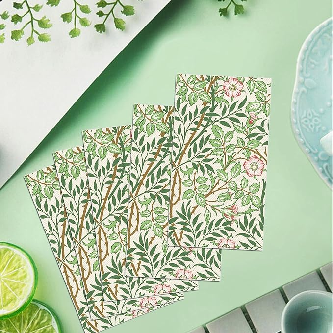 80PCS William Morris Paper Napkins, Greenery Floral Guest Disposable Napkins – Golden Lily & White Green Wildflowers Design Dinner Hand Napkins for Wedding, Bridal Shower,Vintage Floral Table Supplies