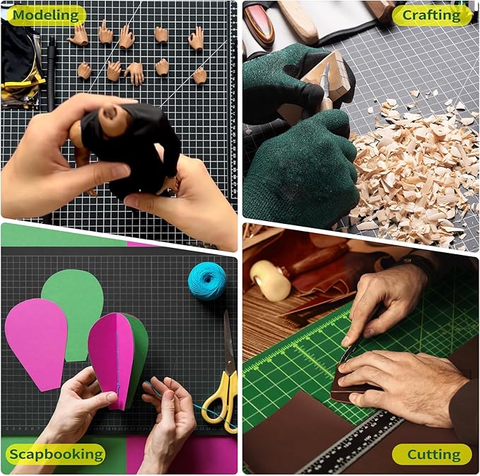 Thickness-Upgraded 12" x 18" Self Healing Sewing Mat, WerkWise Rotary Cutting Mat, Double Sided 5-Ply 12x18 Inch Cutting Board for Quilting, Fabric, & Crafts, Use with Rotary Cutters (Green & Black)