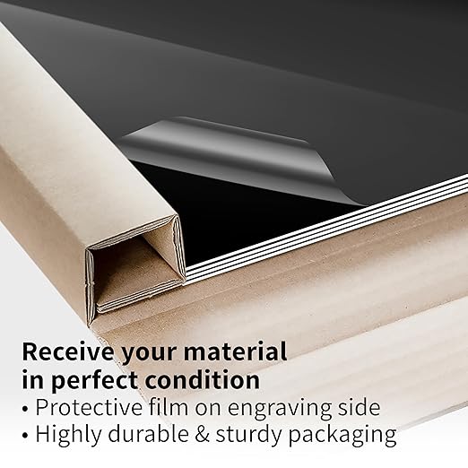 Trotec TroLase | 12"x24"x1/16", 4 Pcs | Gloss Black/White | 2 Ply | Modified Acrylic | Laser Engraving Double Color Plastic Sheet | Engraving Blanks for Laser, Saw, Guillotine | Made in USA