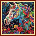 Magxvouy Cross Stitch Kits Stamped Full Range of Embroidery Kits,Cross Stitch Patterns Needlework Kits for Beginners 11CT Printed Kits&Steed Flowers 18x18 inch