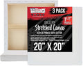 U.S. Art Supply Large Stretched Canvas for Painting 20x20 inch Gallery Depth 1-1/2" Thick, 3-Pack - 12oz Acrylic Gesso Triple Primed, Professional Artist Quality, 100% Cotton - Oil, Pouring Paint