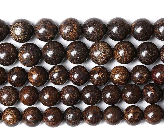 58pcs 6mm Natural Stone Beads Brown Bronzite Gemstone Round Loose Beads for Jewelry Making DIY Bracelet Necklace