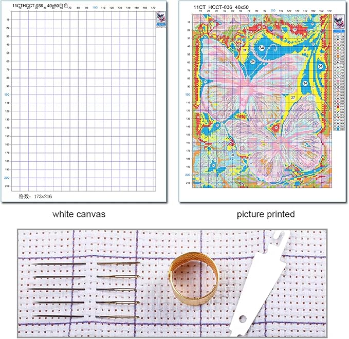 Stamped Cross Stitch Kits - Beach Night Landscape Counted Cross Stitch Kits for Beginners Adults Needlepoint Cross-Stitch Patterns-Couple Stroll 16x20 inchs