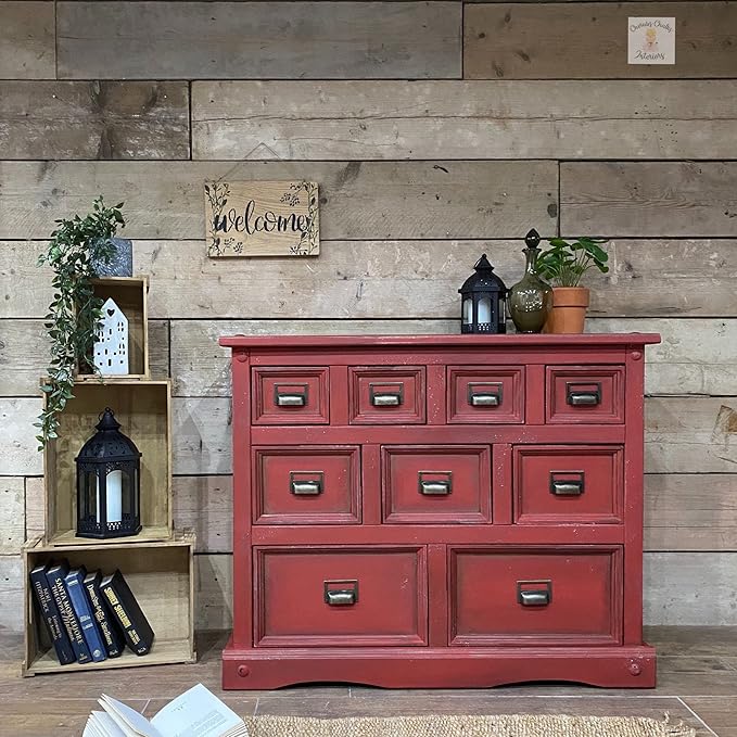 Dixie Belle Paint Company Chalk Finish Furniture Paint - Barn Red (4oz) - Matte Deep Red Chic Chalk Mineral DIY Furniture Paint